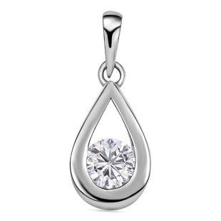 Moissanite Solitaire Pendant in Platinum Overlay Sterling Silver