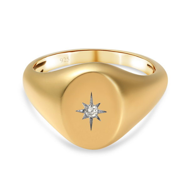 Diamond Mens Ring in Gold Plated Sterling Silver