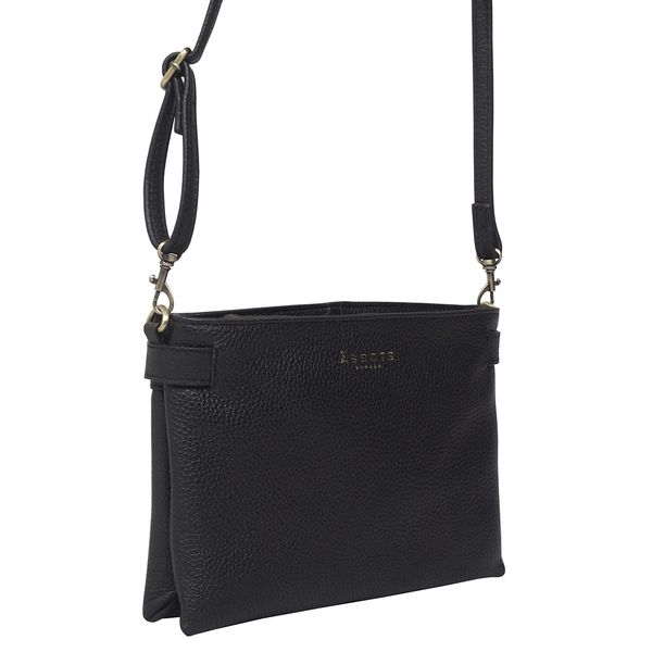 ASSOTS LONDON Delilah 100% Genuine Leather Crossbody Bag(Size 23x17x4 Cm) - Black