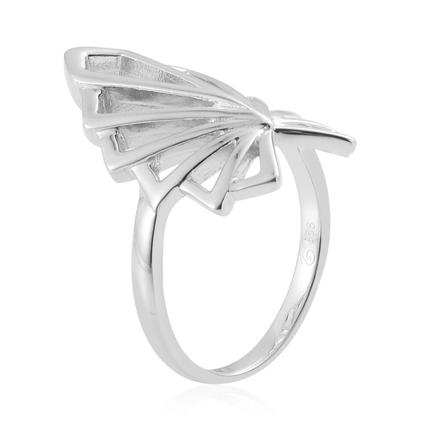 LucyQ Art Deco Ring in Rhodium Plated Sterling Silver 4.94 Gms.