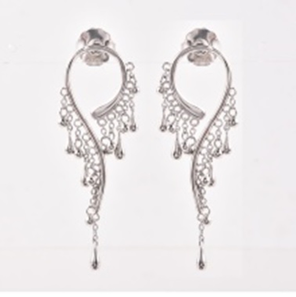 LucyQ Drip Collection - 2 in 1 Rhodium Overlay Sterling Silver Earrings (with Push Back)