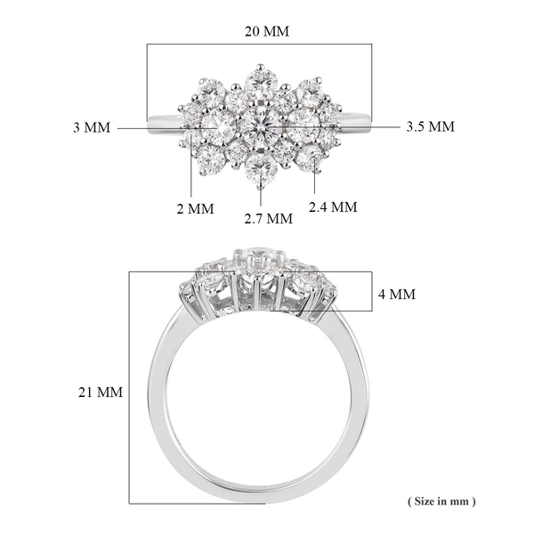 RHAPSODY 950 Platinum IGI Certified Diamond (VS/E-F) Cluster Ring 1.00 Ct, Platinum Wt. 5.10 Gms