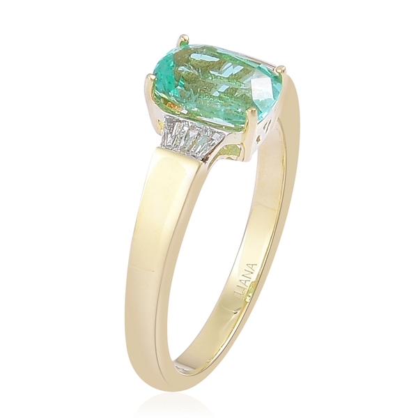 ILIANA 18K Yellow Gold AAA Boyaca Colombian Emerald (Cush 1.65 Ct), IGI Certified Diamond (SI/G-H) 1.800 Ct.