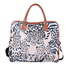 Leopard Pattern Tote Bag with Handle Drop and Shoulder Strap (Size 43x38x20 cm) - Khaki