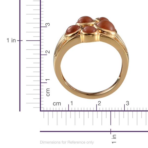 Mitiyagoda Peach Moonstone (Rnd 1.00 Ct) 5 Stone Ring in Yellow Gold Overlay Sterling Silver 2.750 Ct.
