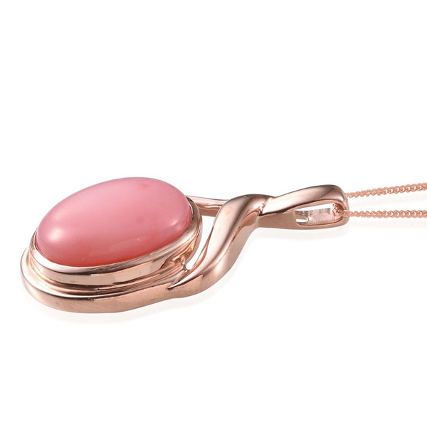 Peruvian Pink Opal (Ovl) Solitaire Pendant With Chain in Rose Gold Overlay Sterling Silver 7.000 Ct.
