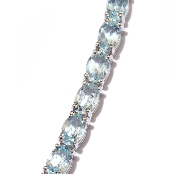 Sky Blue Topaz (Ovl) Necklace (Size 18) in Platinum Overlay Sterling Silver 40.000 Ct.
