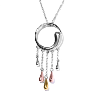 LucyQ Tri- Colour Drip Collection -18K Vermeil Tricolour Gold Overlay Sterling Silver Pendant with C