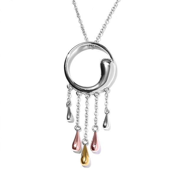 LucyQ Tri- Colour Drip Collection -18K Vermeil Tricolour Gold Overlay Sterling Silver Pendant with C