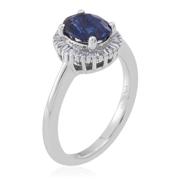 ILIANA 18K W Gold Rare Size AAAA Ceylon Blue Sapphire (Ovl 1.50 Ct), Diamond (SI-G-H) Ring 1.750 Ct.
