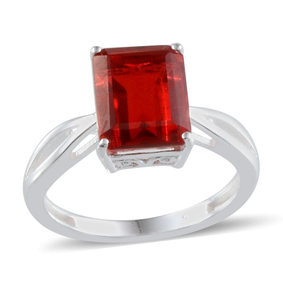 Ruby Quartz (Oct) Solitaire Ring in Sterling Silver 3.750 Ct.
