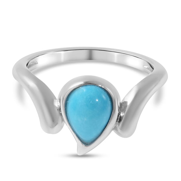LucyQ Raindrop Collection - Arizona Sleeping Beauty Turquoise Ring in Rhodium Overlay Sterling Silve