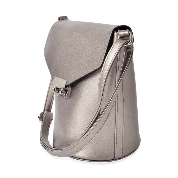 Greenwich Classic Structured Silver Grey and Colour Messenger Bag with Adjustable Shoulder Strap ( Size 24.5x24x16x16 Cm)