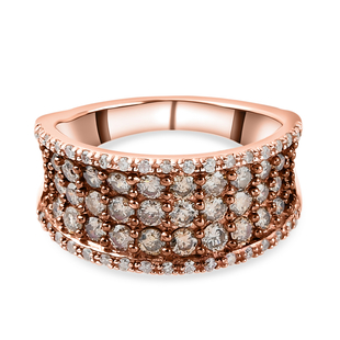 Natural Champagne and Diamond Cluster Ring in Rose Gold Overlay Sterling Silver 1.51 Ct, Siver Wt. 5