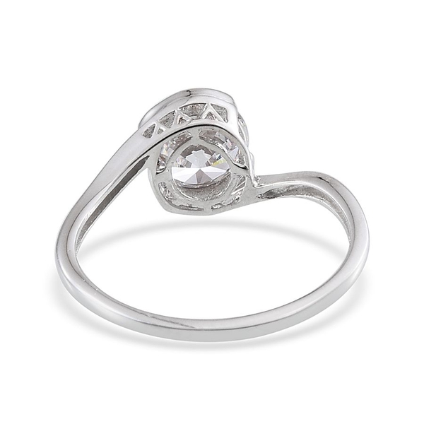 Lustro Stella - Platinum Overlay Sterling Silver (Rnd) Solitaire Ring Made with Finest CZ 2.040 Ct.