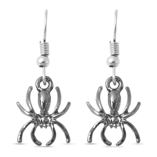 Spider Hook Earrings in Silver Tone