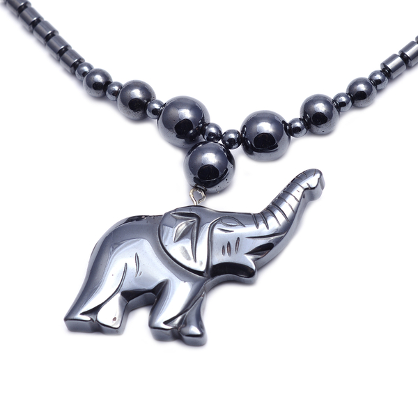 Hematite Elephant Necklace with Magnetic Lock 275.000  Ct.
