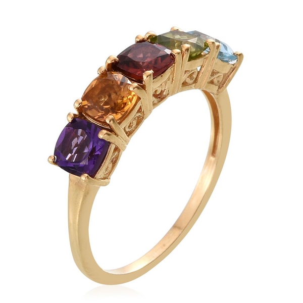 Hebei Peridot (Cush), Sky Blue Topaz, Mozambique Garnet, Citrine and Amethyst Half Eternity Ring in 14K Gold Overlay Sterling Silver 3.000 Ct.