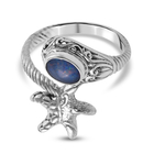 Royal Bali Collection Australian Boulder Opal Bypass Ring (Size V) in Sterling Silver, Silver Wt 5.20 Gms
