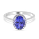 Diamond and Tanzanite Ring in Sterling Silver 2.12 ct