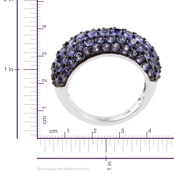 Tanzanite (Rnd) Cluster Ring in Platinum Overlay Sterling Silver 3.250 Ct.
