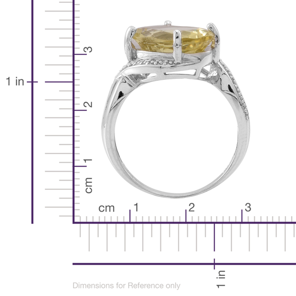 Lemon Quartz (Ovl) Solitaire Ring in Rhodium Plated Sterling Silver 5.000 Ct.