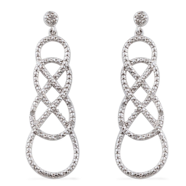 Diamond (Rnd) Earrings in Platinum Overlay Sterling Silver 0.100 Ct.