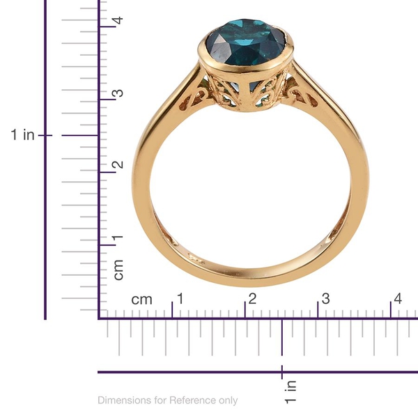 Capri Blue Quartz (Ovl) Solitaire Ring in 14K Gold Overlay Sterling Silver 3.000 Ct.