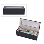 5 Slot Watch Box with Transparent Window (Size 25x10x7Cm) - Coffee Colour