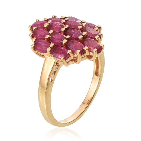 African Ruby (Ovl) Cluster Ring in 14K Gold Overlay Sterling Silver 4.250 Ct.