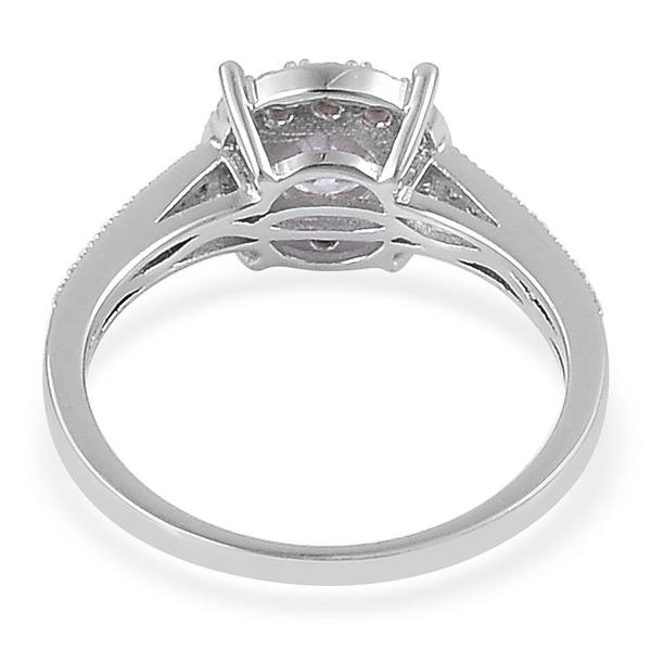 AAA Simulated White Diamond (Rnd) Ring in Rhodium Plated Sterling Silver