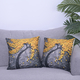 Set of 2 - Floral Tree Pattern Cushion Covers (Size 45 Cm) - Yellow & Grey