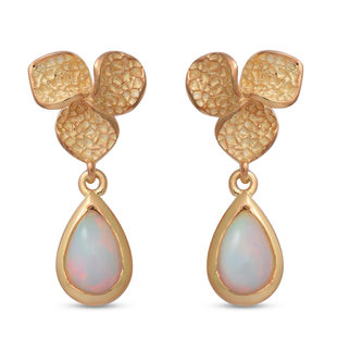 Ethiopian Welo Opal Dangling Earrings (With Push Back) in Yellow Gold Overlay Sterling Silver 1.10 C