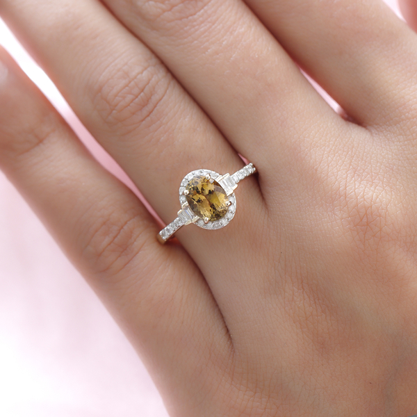 Extremely Rare -9K Yellow Gold  Yellow Tanzanite and Diamond Ring 1.50 Ct.