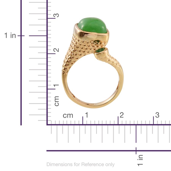Green Jade (Cush 6.25 Ct), Kagem Zambian Emerald Ring in 14K Gold Overlay Sterling Silver 6.500 Ct.
