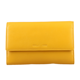 100% Genuine Leather Clutch Wallet - Yellow