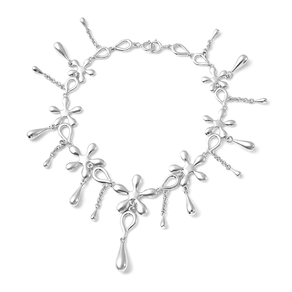 LucyQ Multi Splash Collection - 5 in 1 Rhodium Overlay Sterling Silver Bracelet or (Necklace Size - 20)
