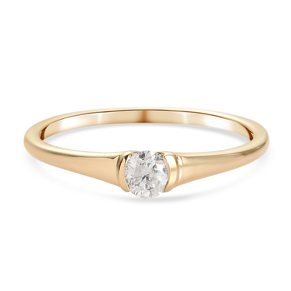 9K Yellow Gold SGL Certified Natural Diamond ( I2-I3/G-H) Solitaire Ring 0.25 Ct.