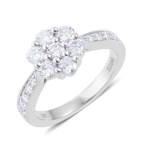 ILIANA 18K W Gold IGI Certified Diamond (Rnd) (SI/ G-H) Floral Ring 1.000 Ct.