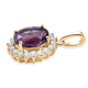 9K Yellow Gold AA Moroccan Amethyst and Natural Cambodian Zircon Halo Pendant 5.90 Ct.