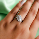 Lustro Stella Platinum Overlay Sterling Silver Ring Made with Finest CZ 1.22 Ct.