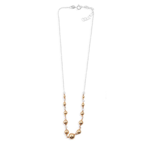 Vicenza Collection Yellow Gold Overlay and Sterling Silver Necklace (Size 16 with 2 inch Extender), 
