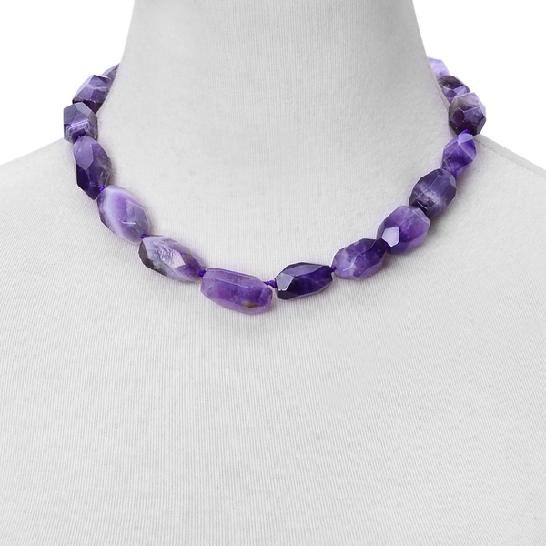 Amethyst Necklace (Size 18 with 2 inch Extender) in Rhodium Plated Sterling Silver 450.000 Ct.