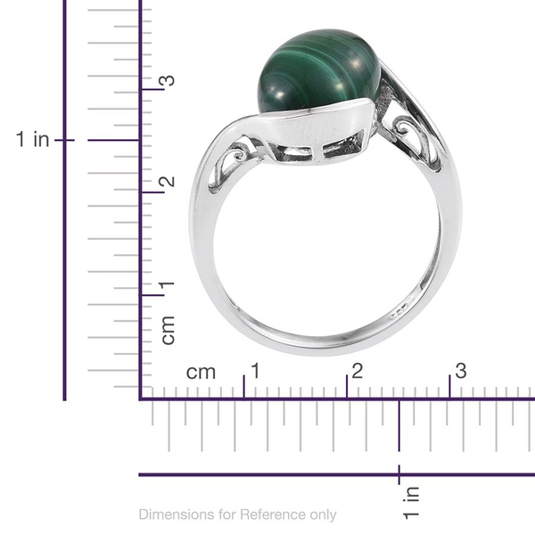 Malachite (Ovl) Solitaire Ring in Platinum Overlay Sterling Silver 7.000 Ct.