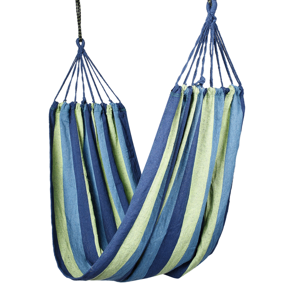 Indoor Outdoor Colourful Striped Camping Hammock (Size 1.85x80 Cm) - Blue & Multi