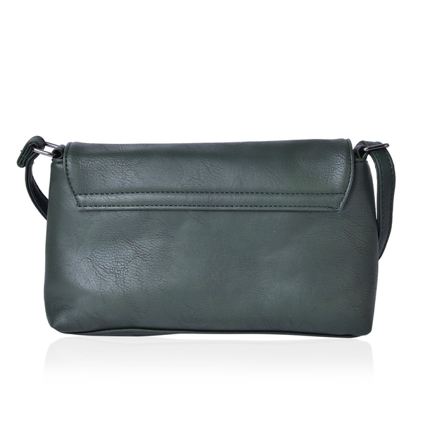 Horsebit Embellished Olive Green Colour Crossbody Bag with Adjustable Shoulder Strap (Size 23X16X5.5 Cm)