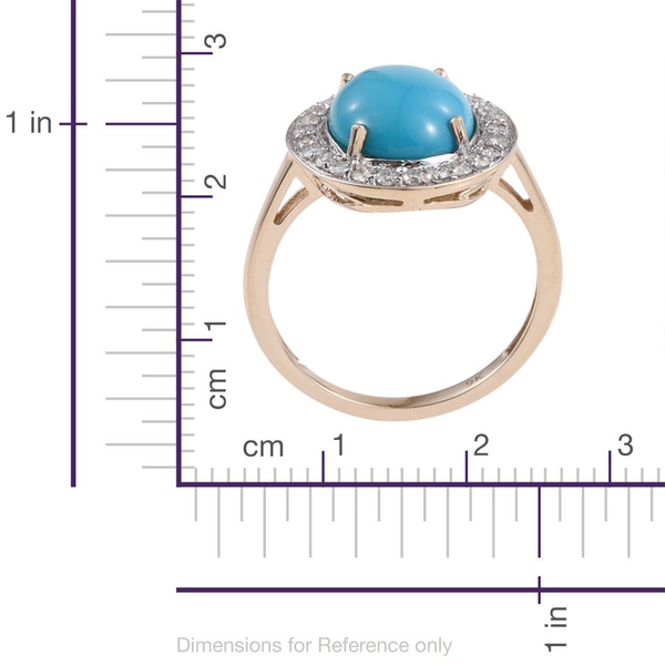 9K Y Gold Arizona Sleeping Beauty Turquoise (Ovl 3.75 Ct), Diamond Ring 4.250 Ct.