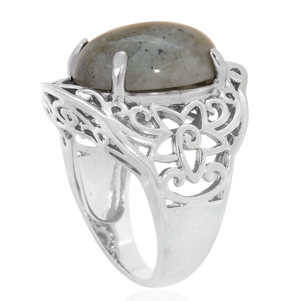 Labradorite (Ovl) Solitaire Ring in ION Plated Silver Bond 8.075 Ct.