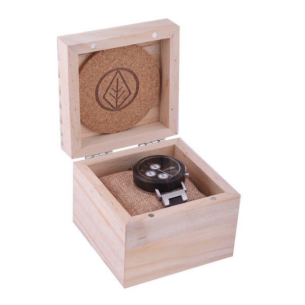 Botanica Coleus Sandalwood Wood and Stainless Steel Watch - Black and Grey