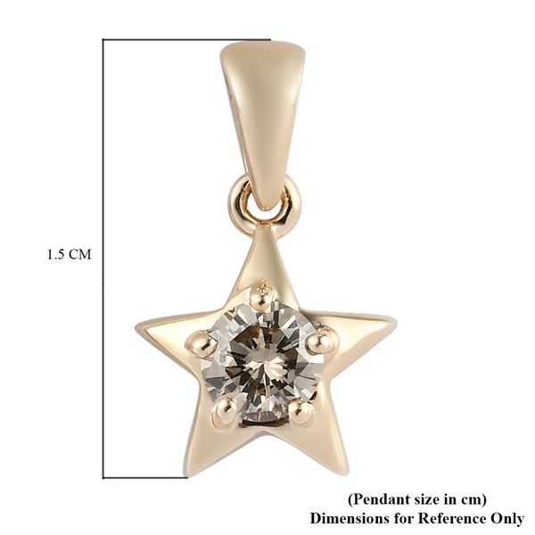 9K Yellow Gold SGL Certified Champagne Diamond (I3) Star Pendant 0.25 Ct.